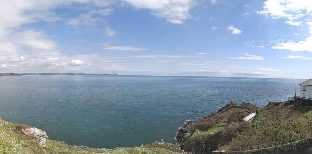 Sea and cloud, view from cliffs on the South West Coast Path at Start Point.